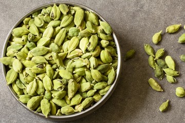 Cardamom close up, overhead view
