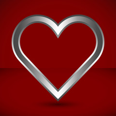 Heart symbol with metal texture. Editable vector. Eps 10