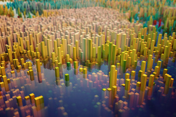 Obraz premium Colorful field of cube columns that makes up abstract entity