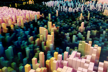 Obraz premium Colorful field of cube columns that makes up abstract entity