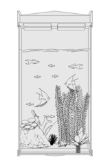 cartoon image of aquarium with fishes