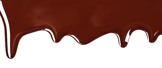 Dripping melted chocolate, isolated on white