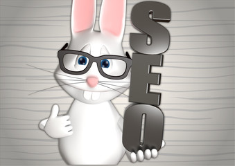 Hase SEO Marketing Osterhase 3D weiß zeigen Comic