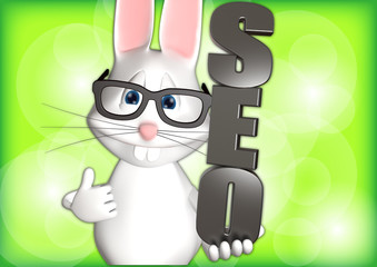 Hase SEO Marketing Osterhase 3D weiß zeigen Comic