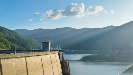 Big dam for generate the electricity surrounded by nature