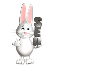 Hase SEO Marketing Osterhase 3D weiß zeigen Comic
