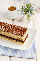 Tiramisu cake at the party table.