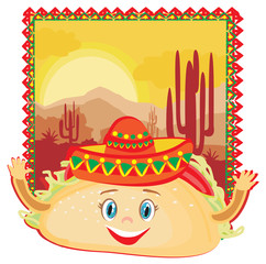 funny Tacos Character , Mexican frame card