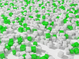 white and green cubes