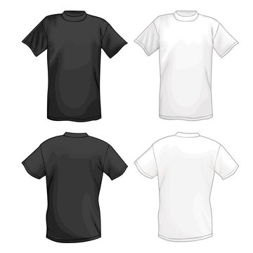 White and black vector T-shirt design template (front & back)