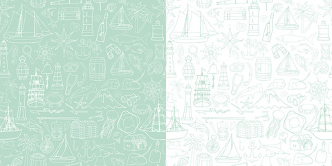 seamless pattern with objects symbolizing the sea voyage