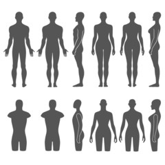 Man & woman mannequin outlined silhouette torso