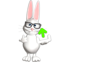 Hase Upload Icon Symbol 3D weiß zeigen Comic