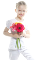 pretty girl holding flowers in their hands