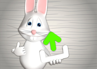 Hase Upload Icon Symbol 3D weiß zeigen Comic