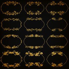 Vector set of gold decorative borders, frame