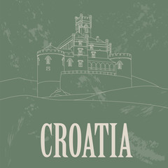 Croatia landmarks. Retro styled image