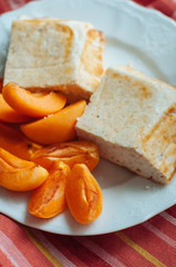 Cheesy Egg Casserole with apricots and cinnamon