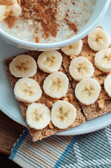 Crispbread with peanut butter and banana.