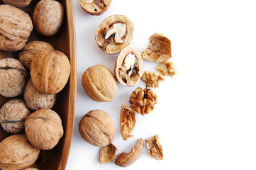 Walnuts on a white isolated background