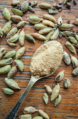 Ground cardamom in a spoon