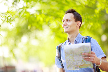Tourist with map. 
