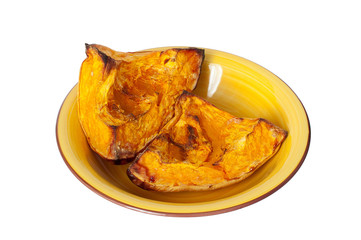 Baked pumpkin isolated on white background