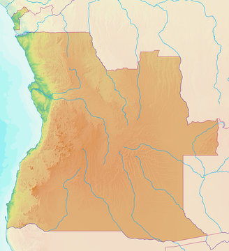Karte von Angola ohne Beschriftung