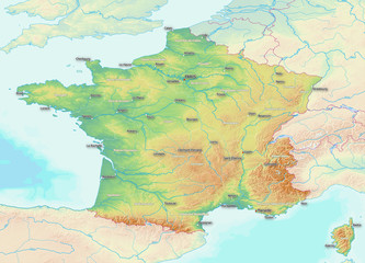 Karte von Frankreich, beschriftet