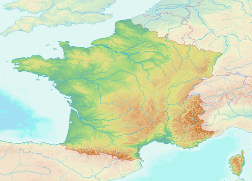 Karte von Frankreich ohne Beschriftung
