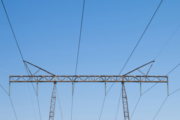 High Voltage Electricity Transmission Pylon Silhouetted