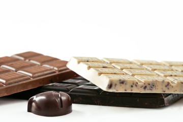 Handmade, bio chocolate isolated on white