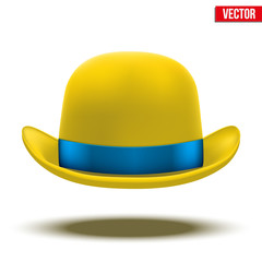 Fototapeta premium Yellow bowler hat on a white background. vector