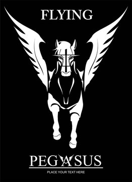 White Pegasus Horse, spreading its wing. suitable for team identity, sport club logo or mascot, insignia, emblem, illustration for apparel, mascot, equestrian club, motorcycle community, etc