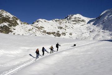 Fototapeta na wymiar Alpine skiers