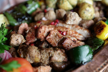 Kebab with grilled vegetables