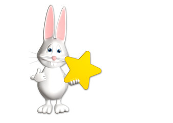 Hase Stern Superstar Gewinner 3D weiß zeigen Comic
