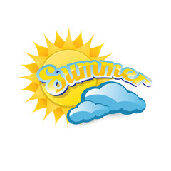 vector summer label. summer icon with sun. 