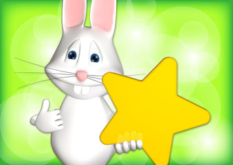 Hase Stern Superstar Gewinner 3D weiß zeigen Comic