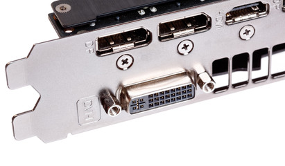 Computer graphics card, focus on the DVI, HDMI,  Displayport con