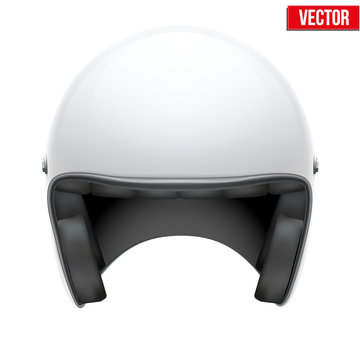 Vintage motorcycle scooter helmet on white background.
