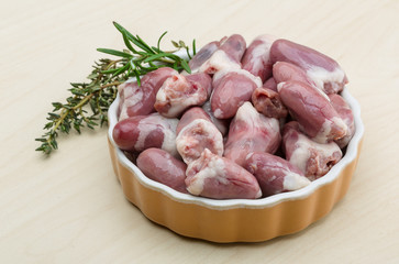 Raw chicken hearts