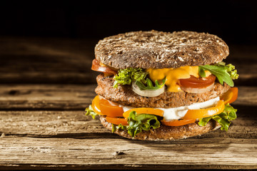 Healthy Burger on Whole Grain Bun