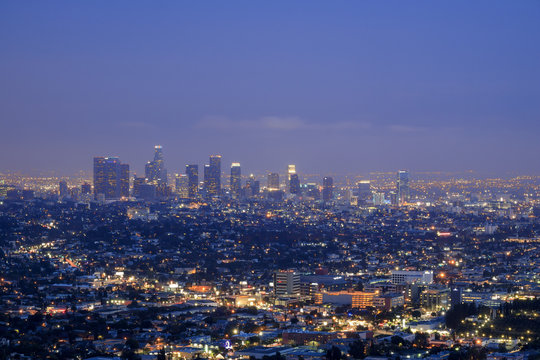 Griffin Observatory And Los Angeles Downtown