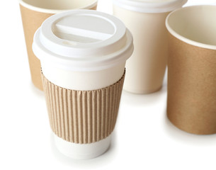 Paper cups isolated on white