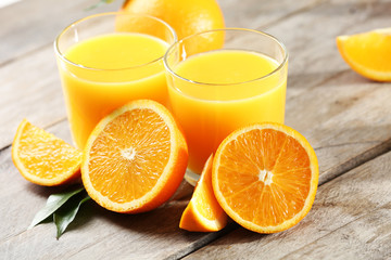 Orange juice on table close-up