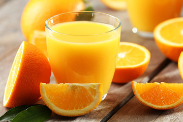 Orange juice on table close-up