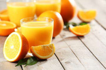 Orange juice on table close-up