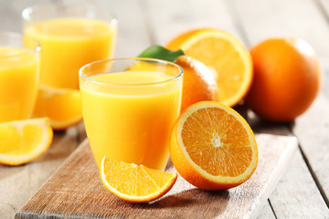 Orange juice on table close-up