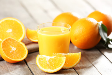Orange juice on table close-up